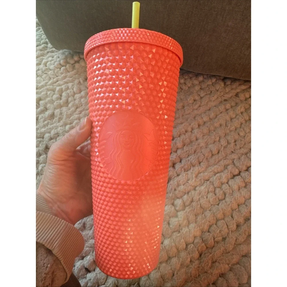 Starbucks Venti 2022 Summer Studded Dragon Fruit Tumbler 24oz Coral Pink